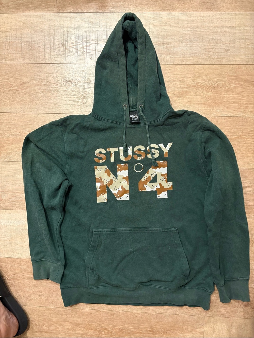Stussy Men’s Forest Green Hoodie with Camo N°4 Logo